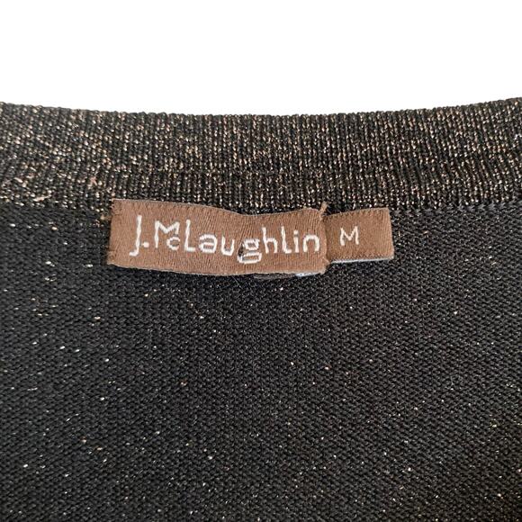 J McLaughlin Brown Gold Metallic Knit Aline Holiday Sparkly Dress Size Medium - Picture 7 of 16